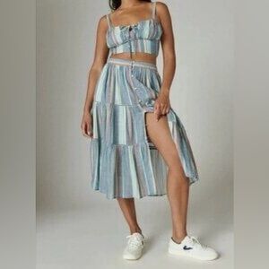 Lucky Brand Button Front Midi Skirt